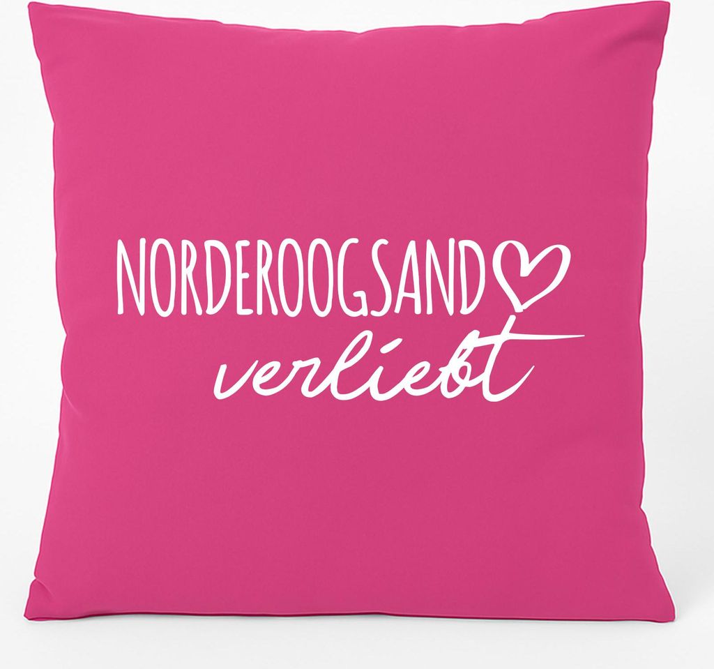 Huuraa Kissen Norderoogsand verliebt 40x40cm mit Füllung Fuchsia Baumwolle Dekokissen Geschenkidee