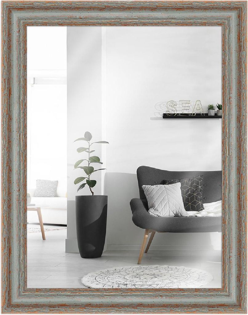 MendeFrames Wandspiegel H740 Shabby-Chic 30x90 cm grau