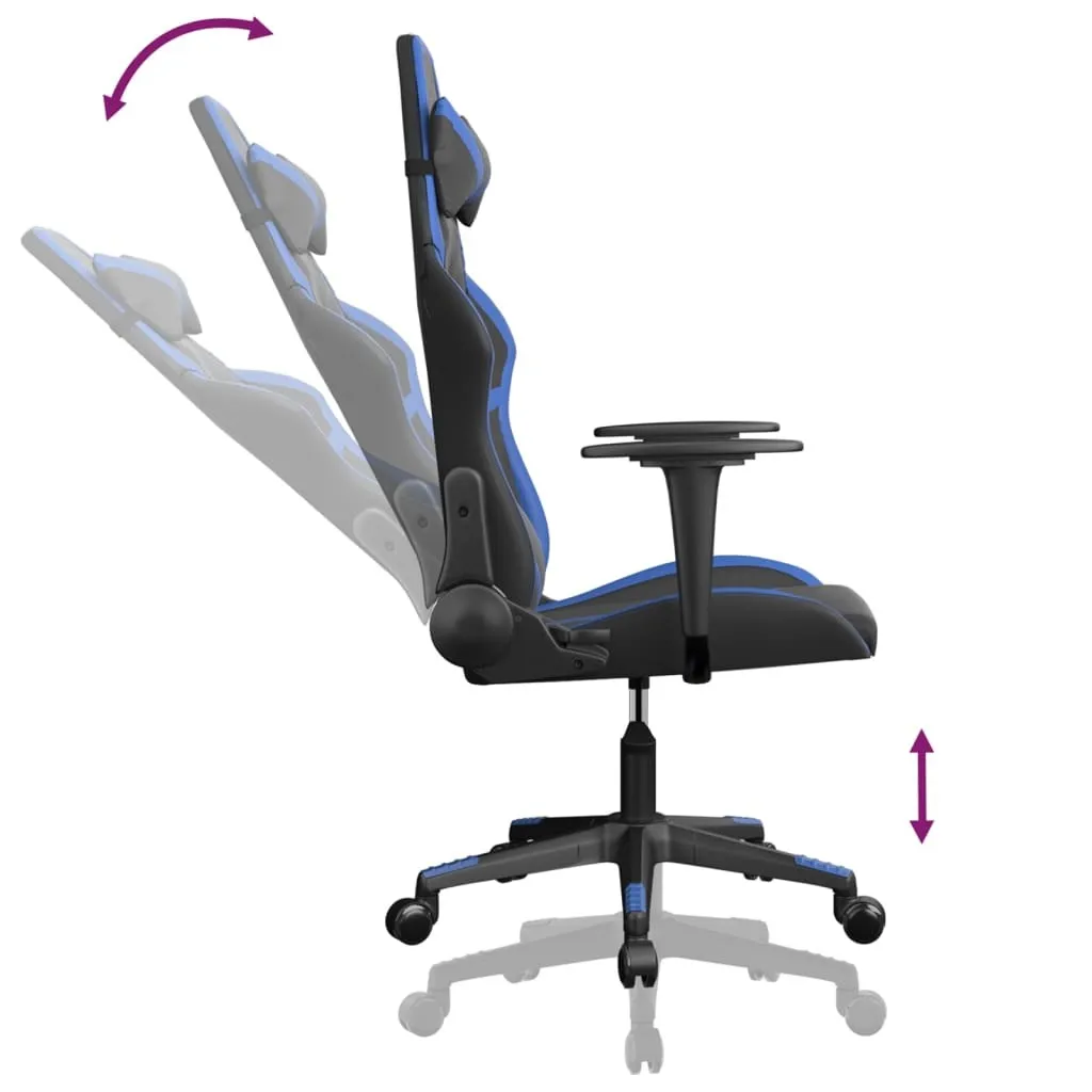 Sedia da gioco in ecopelle nera e blu - 6