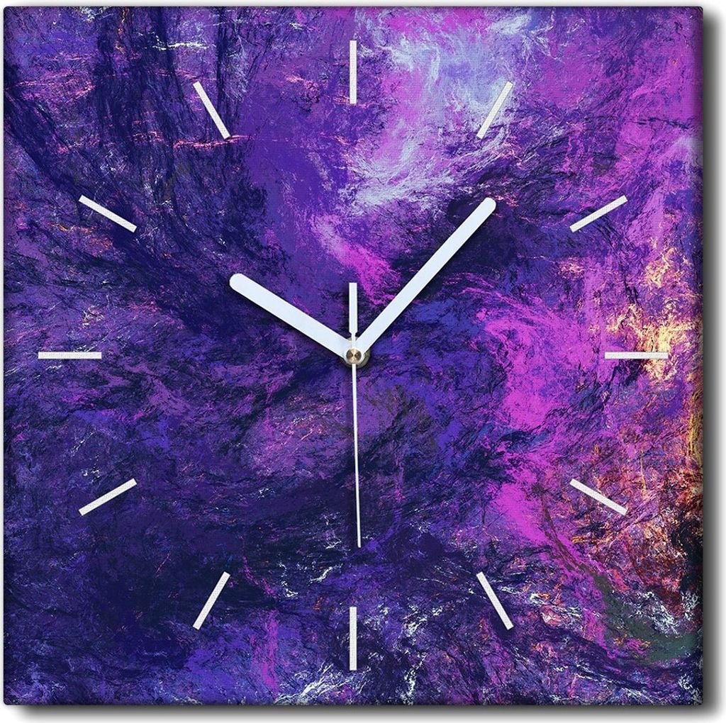 Coloray Uhr auf Leinwand 30x30 cm Wand Uhr Dekoration Wohnzimmer Segeltuch weiße Zeiger -Abstraktion Lilie Wolken