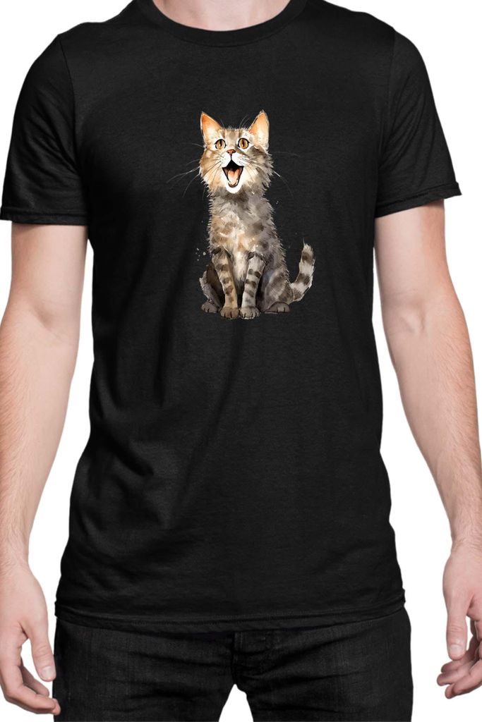 Herren T-Shirt Funny Cats Breeds Domestic Shorthair Cat, Man 4XL / Schwarz
