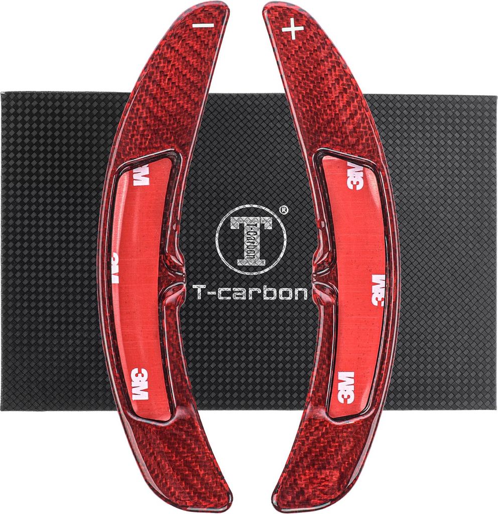 T CARBON ECHT Schaltwippen ROT kompatibel mit Porsche 718 BOXSTER T S GTS GT4 982 2016-2025 Schaltpaddel Paddel Aufsatz Drucktaster Wippenschalter