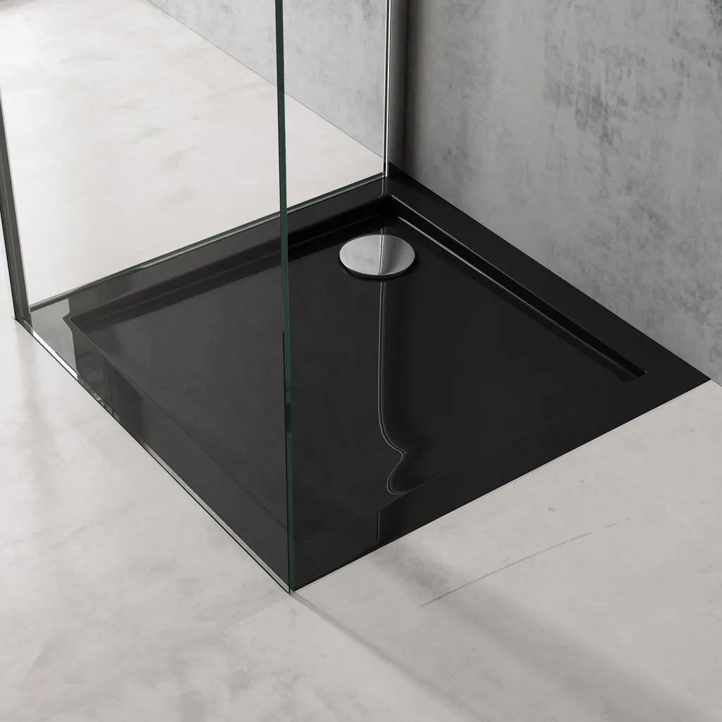 Piatto Doccia 80x80 Nero doporro Faro1 AL02 | Piletta Inclusa