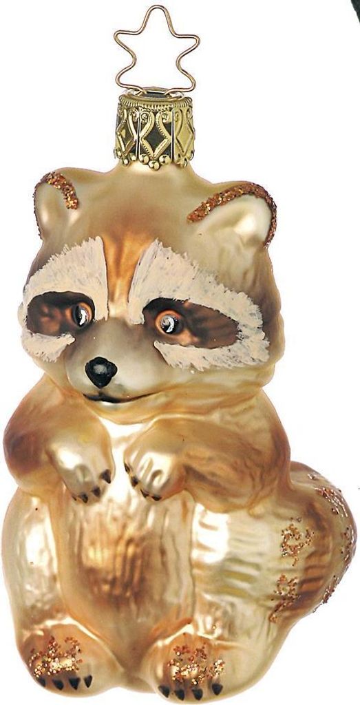 Christbaumschmuck Waschbär Glas 9.5cm hellbraun, 1 Stück Produktbild 