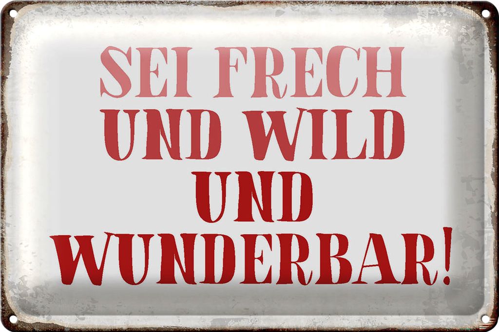 Blechschild Spruch 30x20cm sei frech und wild und wunderbar