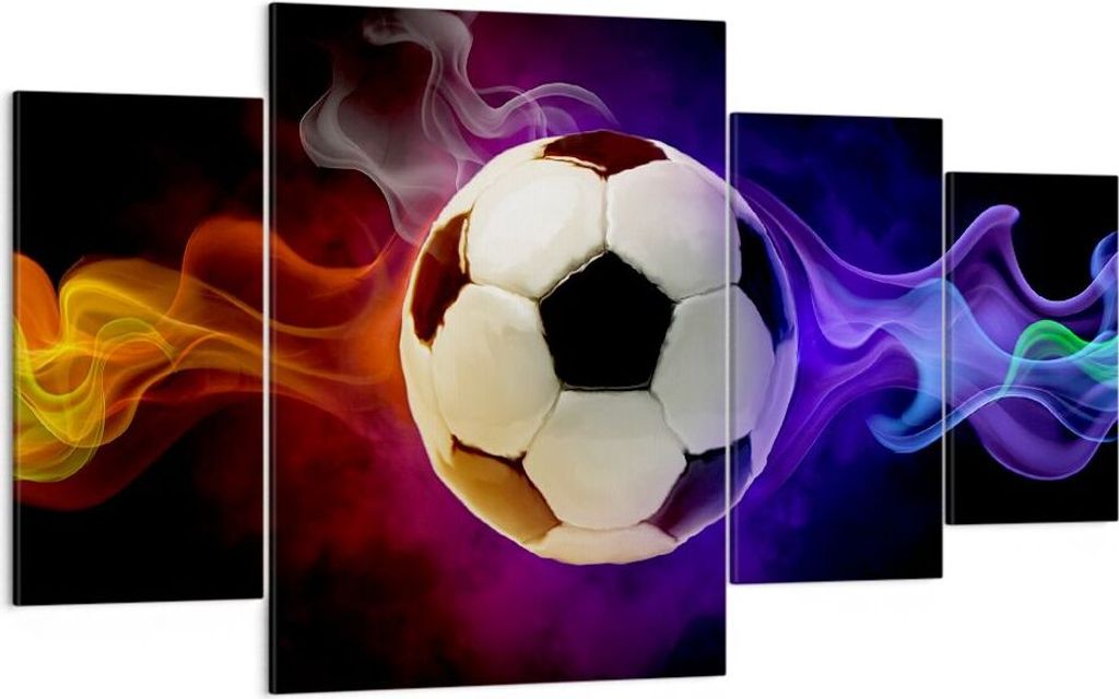 Bild auf Leinwand - Leinwandbild - Abstrakt ball flamme fußball - 160x90cm - Wand Bild - Wanddeko - Leinwanddruck - Bilder - Kunstdruck - Wanddeko...