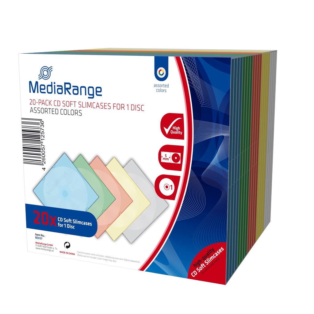 MediaRange CD Leerbox 20pcs Soft-SlimCase color (5x4) Immagine del prodotto 