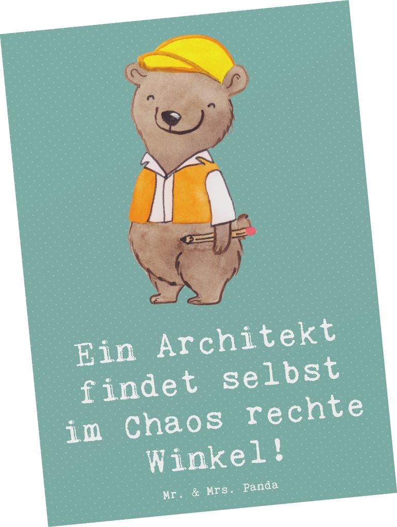 Mr. & Mrs. Panda Postkarte Architekt Chaos - Meeresbrise - Geschenk, Grußkarte, Ansichtskarten, Beruf, Architektur, Postkarten, ästhetisch, Bauk...