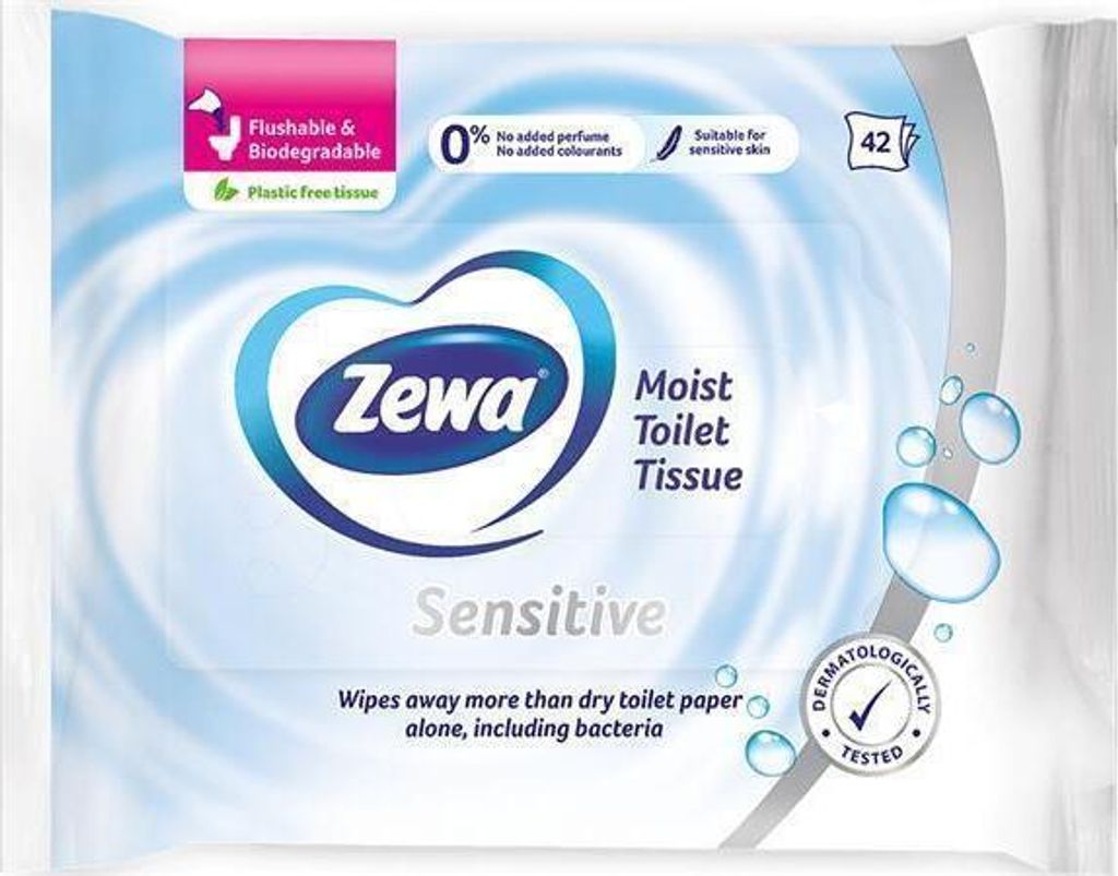 Zewa, Sensitive, vochtig toiletpapier, doekjes, 1 pak Productafbeelding 