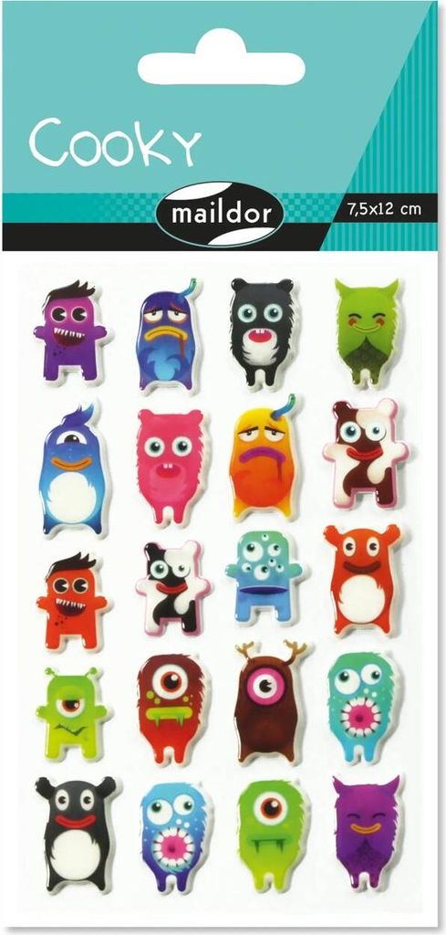 Maildor 10x Cooky, 1 Stickerbogen 7,5x12cm, Monster - Mehrfarbig 560412C