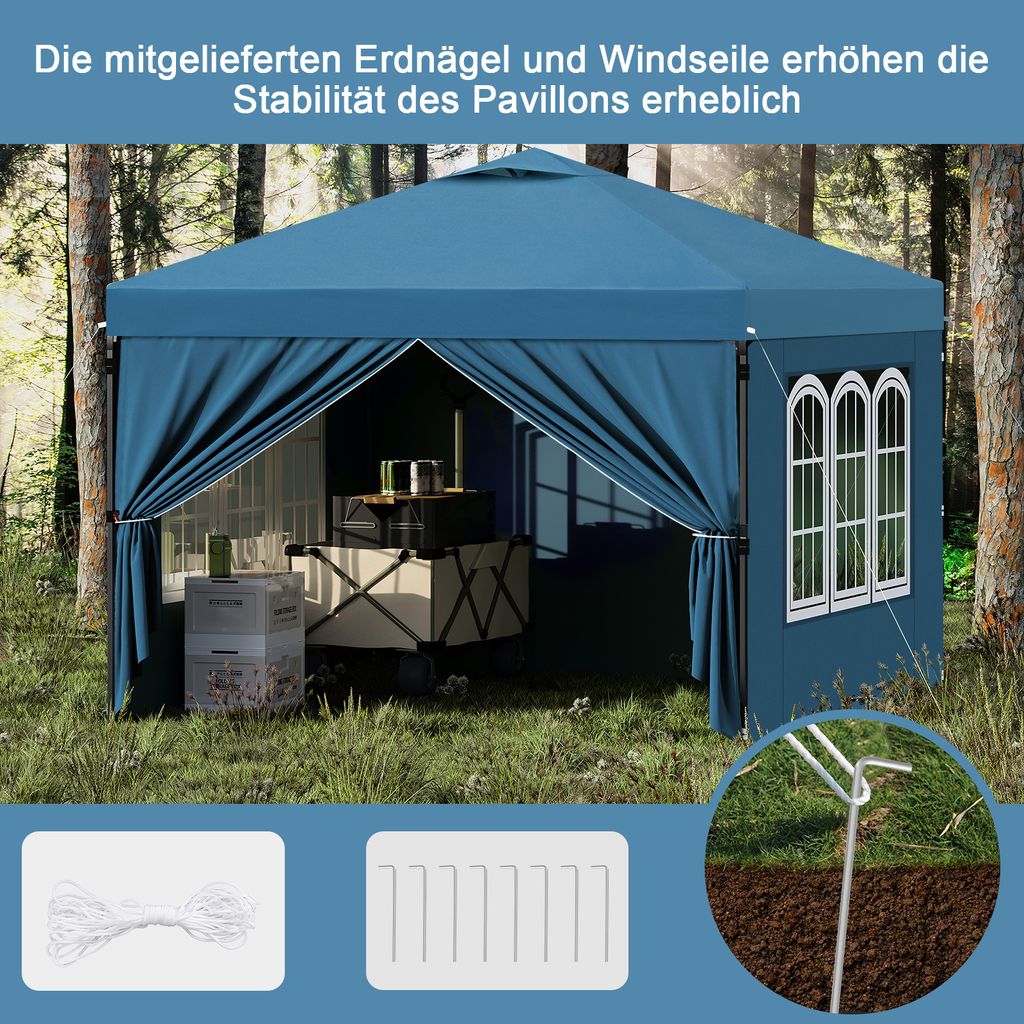 EUGAD Faltpavillon mit Seitenwänden, wasserfest, Produktbild 9