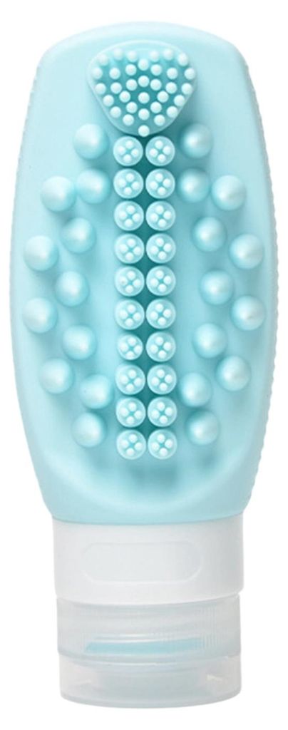 90 ml 2-in-1 Silikon-Reiseflasche mit Shampoobürste, auslaufsicher, wiederverwendbar, zur Aufbewahrung von Lotion und Spülung, tragbar, nachfüll...
