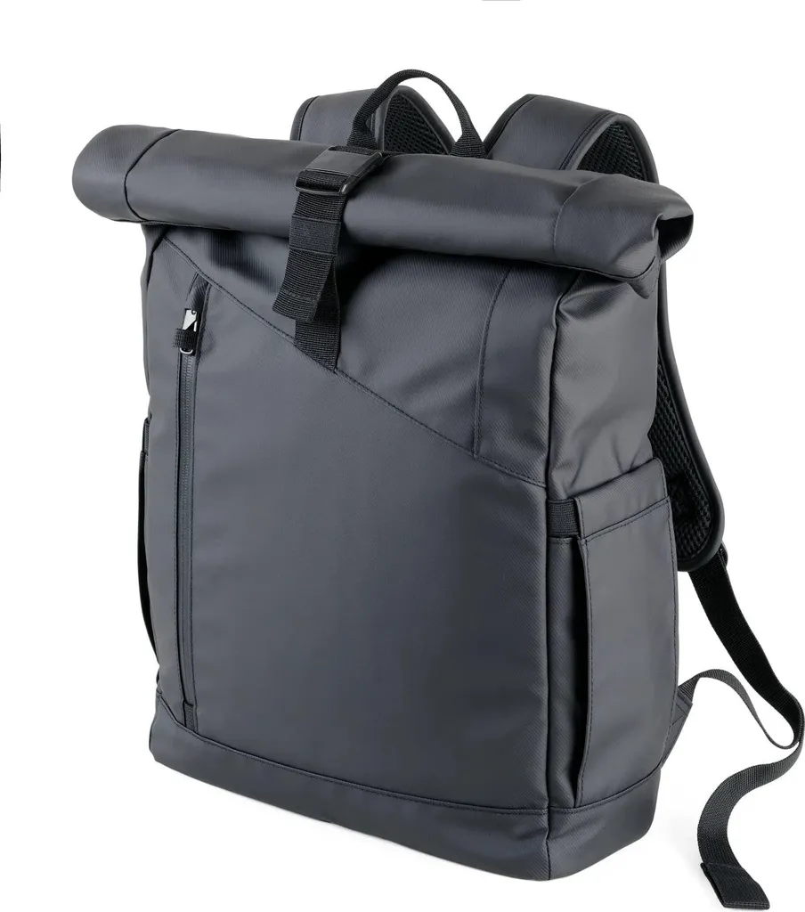 Zaino Business TROIKA BBL51/BK: Eleganza Nera e Funzionalità Roll Top