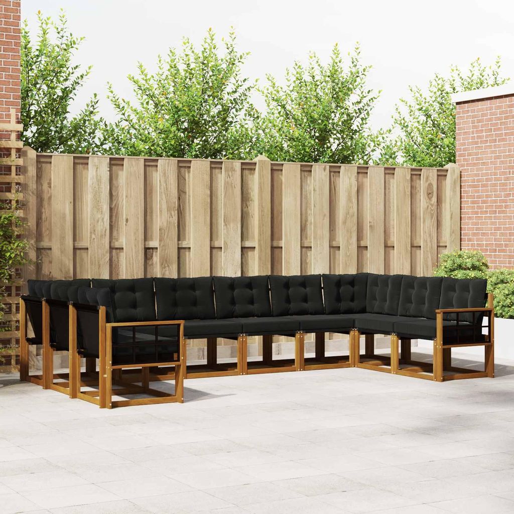 "Neues Produkt" Outdoor-Sofagarnitur ANTI-UV - CLORIS - mit Kissen - 10 pcs - Natürlich und Schwarz - Modern Gartensofas V614