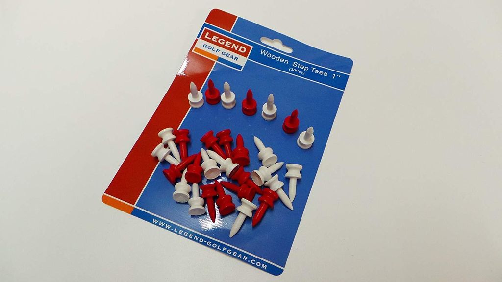 Legend Golf Step Tees 1 Inch 30 Stück Farbe: Rot und Weiss Holz