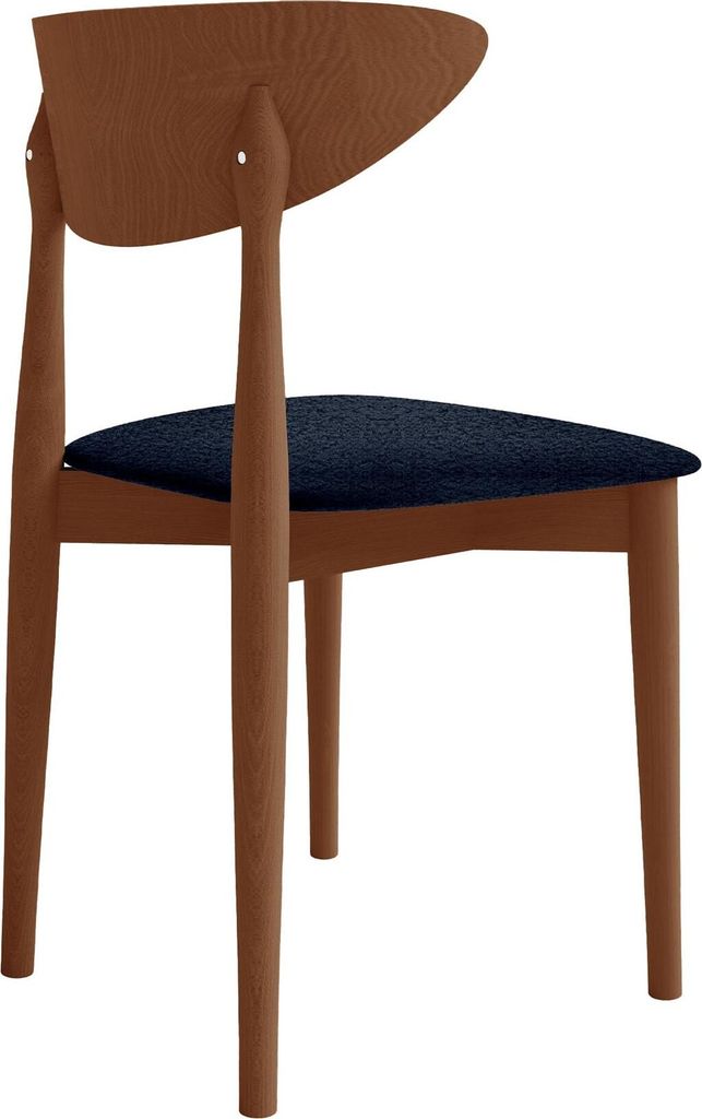 48x80x45 cm Esszimmerstuhl in Boucle Kate 65/C Polsterstuhl mit Holzgestell bequemer Küchenstuhle Stuhl, Farbe: dunkelblau - catch me 18, Beinefar...