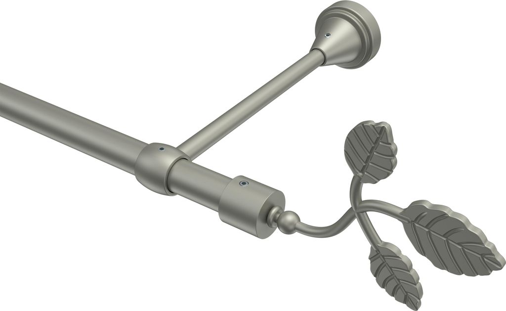 Interdeco Gardinenstange / Vorhangstange Chrom matt, Typ Primus Alessia (Blatt), 16 mm Ø 1-läufig, 600 cm