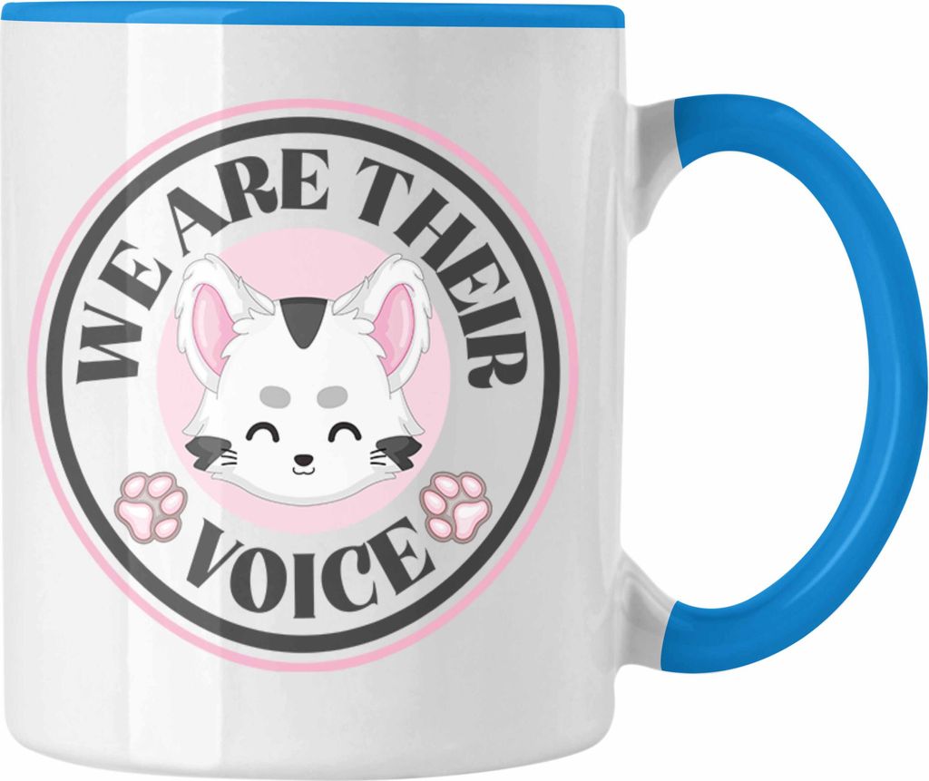 Trendation - Veganer Tasse Geschenk We Are Their Voice Statement Vegetarier Geschenkidee Tierschutz Tierschützer (Blau)