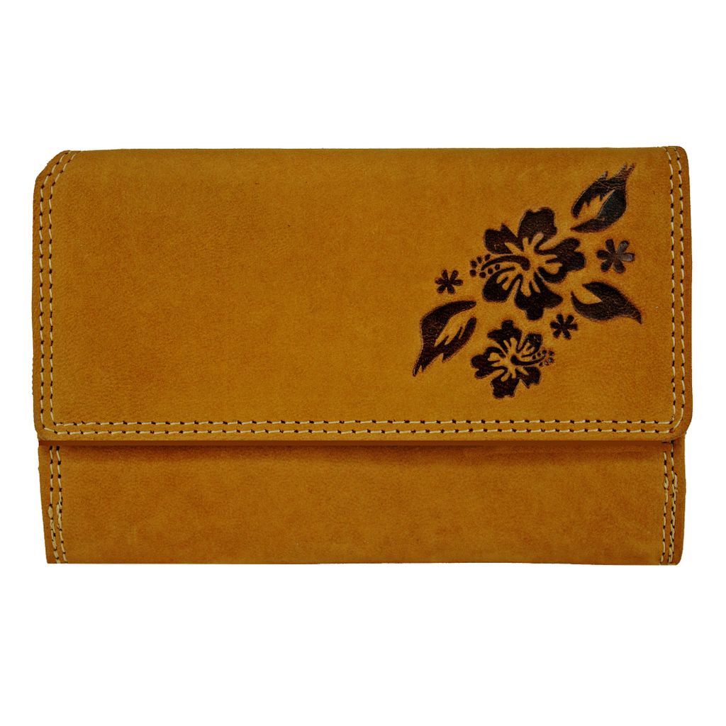 RFID Damen Echtleder Geldbörse Groß Portemonnaie Kelly mit vielen Fächern, Beige