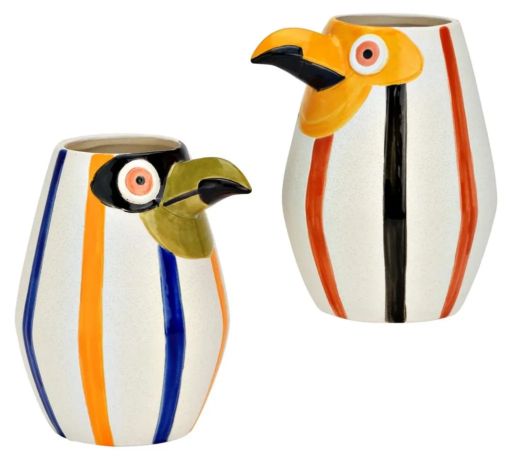Vases Perroquets en Faïence pour Déco Tropicale - Set de 2 Pièces DIY