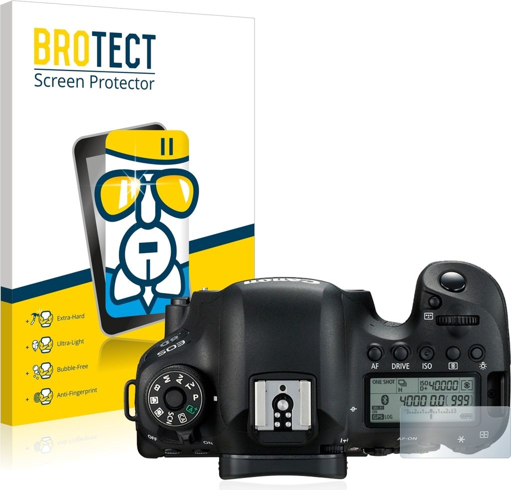 BROTECT Schutzglas für Canon EOS 6D (Schulterdisplay) Schutzfolie Panzer Folie Glas Display Schutz klar