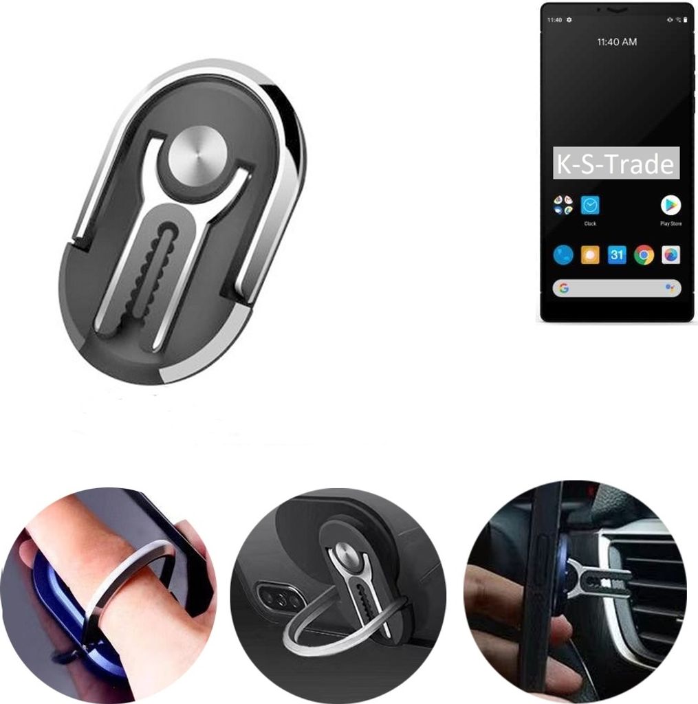 K-S-Trade 3in1 Smartphone-Ring Handy-Ring kompatibel mit Carbon 1 MKII Fingerhalterung Handyring Tischständer Lüftungsgitter-Halterung Tisch