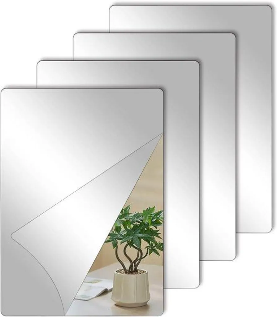 Miroir acrylique incassable 30x20cm lot de 4 à coller sur mur et porte