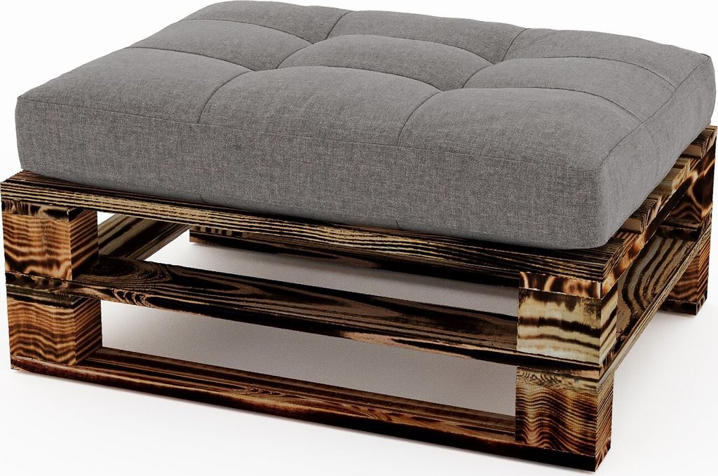 Lermowood Palettenmöbel Mpe Hocker 60 x 80 cm Geflammt | Europaletten Indoor und Outdoor Lounge Gartenmöbel Holz Gartenmöbel Set Lounge Möbel T...