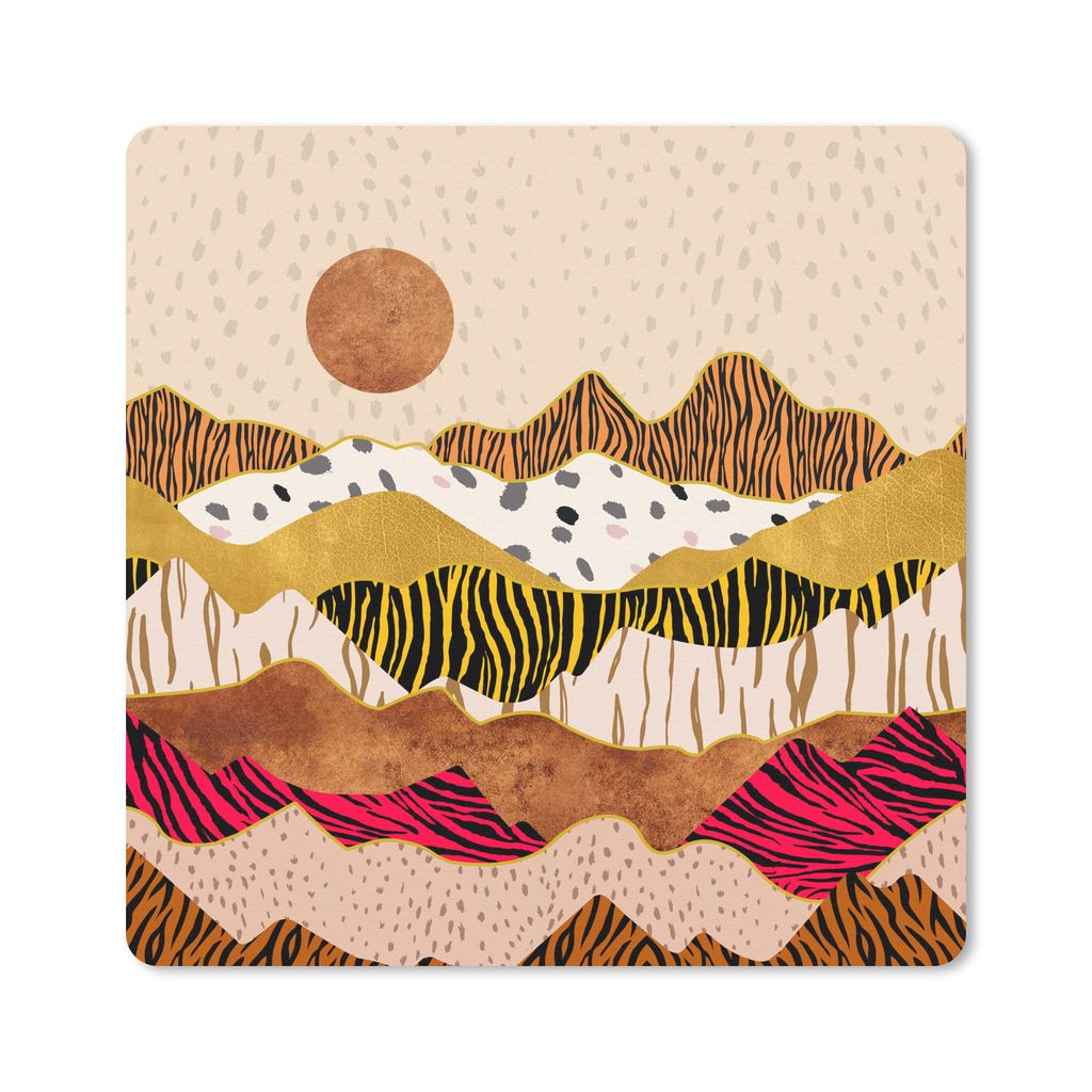 MuchoWow Mauspad Mousepad Tiger Druck - Pastell - Gold - Druck - Tiger - Abstrakt 30x30 cm - Mousepads - Maus Mat - Pad - Mausunterlage - Gaming