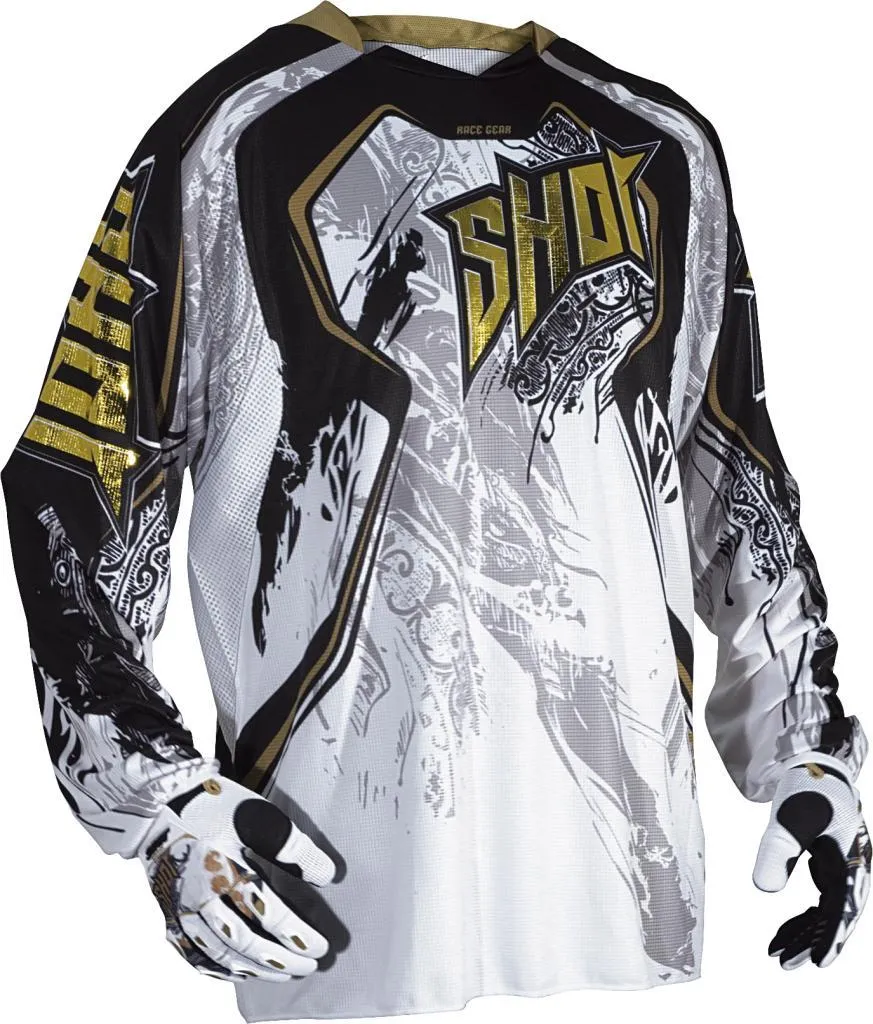 Maillot Cross Homme SHOT FLEXOR WARP Blanc Or M - Idéal Entraînement MX