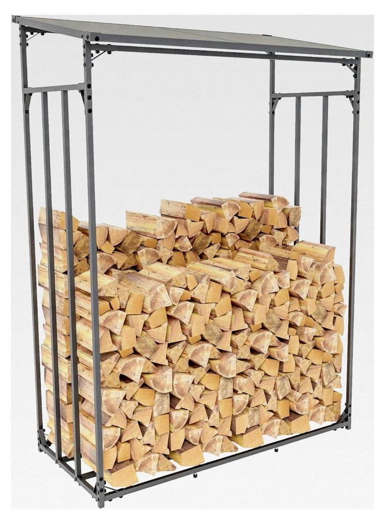 Kaminholzunterstand Ruston I Kaminholzregal Anthrazit I Holzlager Aus Metall I Feuerholzregal Für Außen, Größe: L