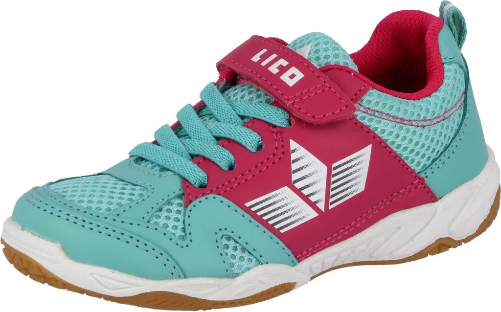 Lico Kinder-Sportschuh-Hallenschuh Türkis-Pink-Weiß, Farbe:blau, EU Größe:33