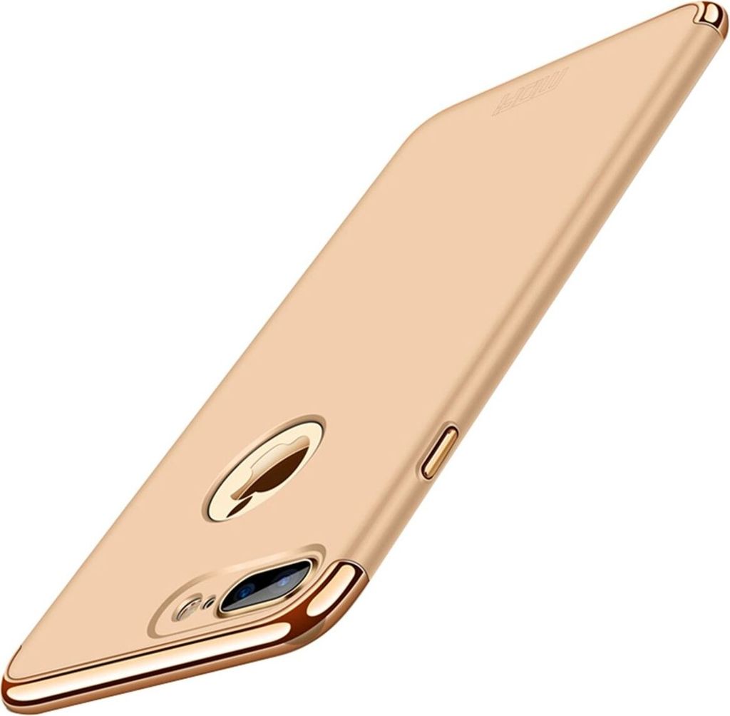 Handy Hülle Schutz Case für Apple iPhone 7 Plus Bumper 3 in 1 Cover Chrom Gold