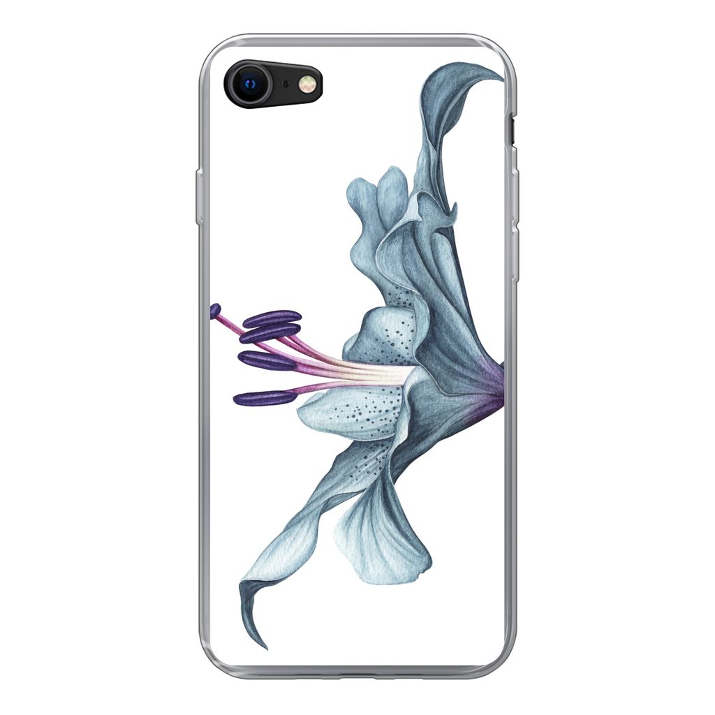 MuchoWow Handyhülle Schutzhülle Hülle für iPhone 8 Blumen - Aquarell - Lilie Silikon Softcase Handy Hülle - Schutzhaube