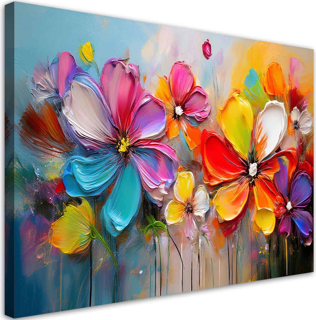 Leinwandbild Abstrakt Pastellfarben Blumen 60x40 Feeby Bunt bild für die wand bereit zum aufhängen