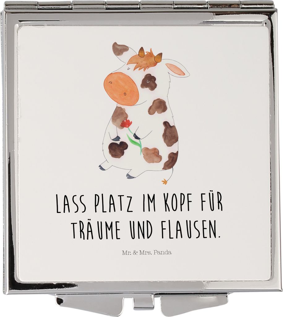Mr. & Mrs. Panda Klappbarer Spiegel Kuh - Weiß - Geschenk, Klappspiegel, Bauernhof, Spruch, Milch, Taschenspiegel, Schminkspiegel, Kühe, Kleiner,...