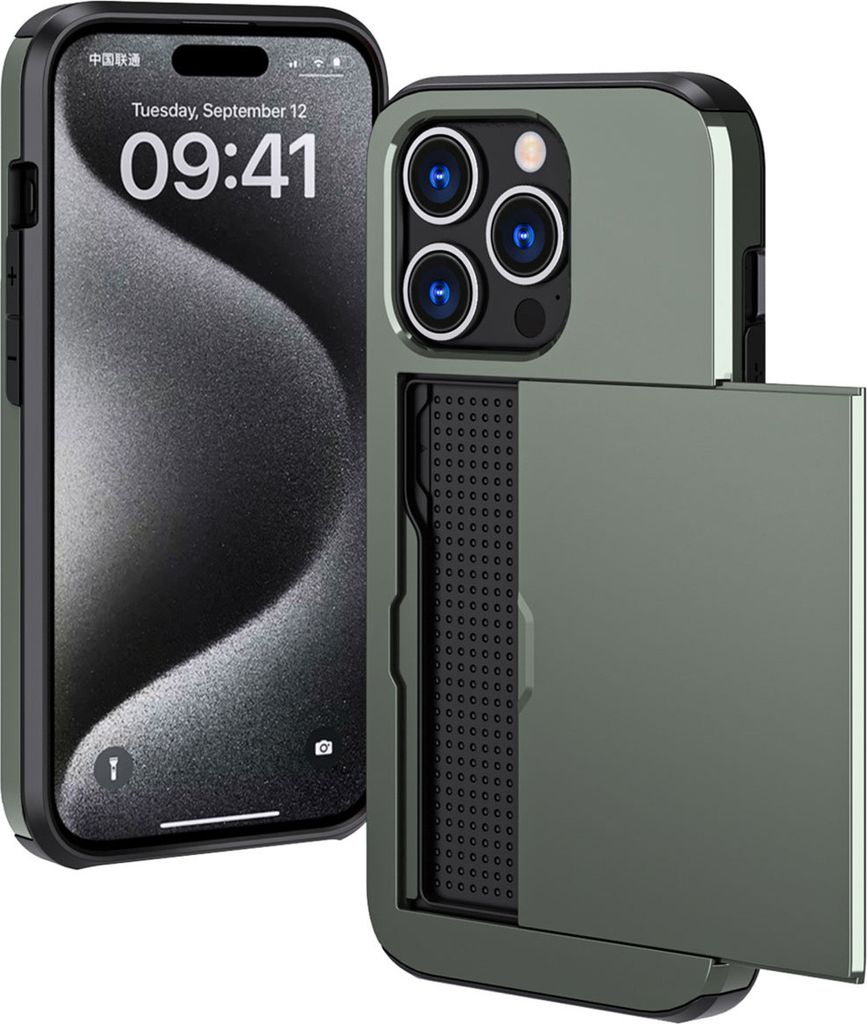 imoshion Backcover mit Kartenfach iPhone 15 Pro - Dunkelgrün