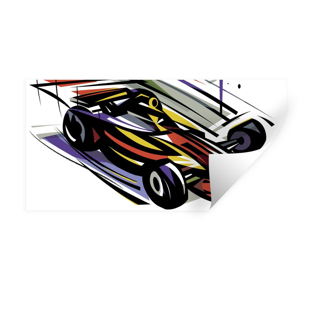 MuchoWow Wandtattoo Wandsticker Wandaufkleber Eine Illustration eines Formel-1-Autos in verschiedenen Farben 120x60 cm Selbstklebend und Repositi...