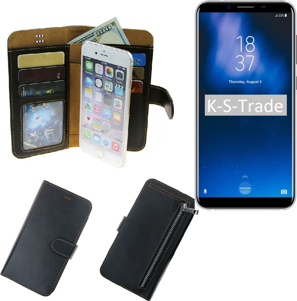 K-S-Trade Schutz Hülle kompatibel mit Homtom S8 Klapphülle Case Phone cover Slim Handytasche Handy Hülle schwarz aus Kunstleder (1 Stk)