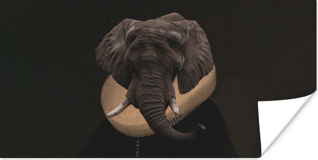 MuchoWow Poster Elefant - Kunst - Tierkopf 150x75 cm - ohne Rahmen