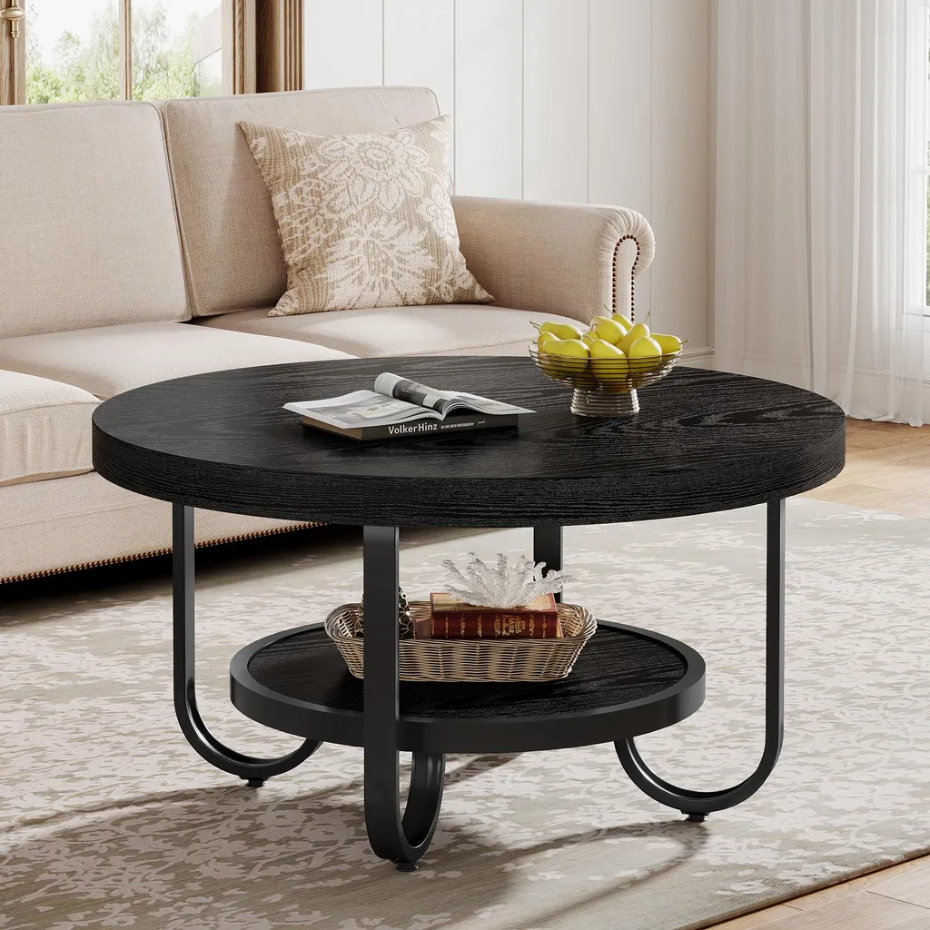 Tribesigns Tavolo Rotondo 79 cm - Complemento Arredo Industriale Nero - 5