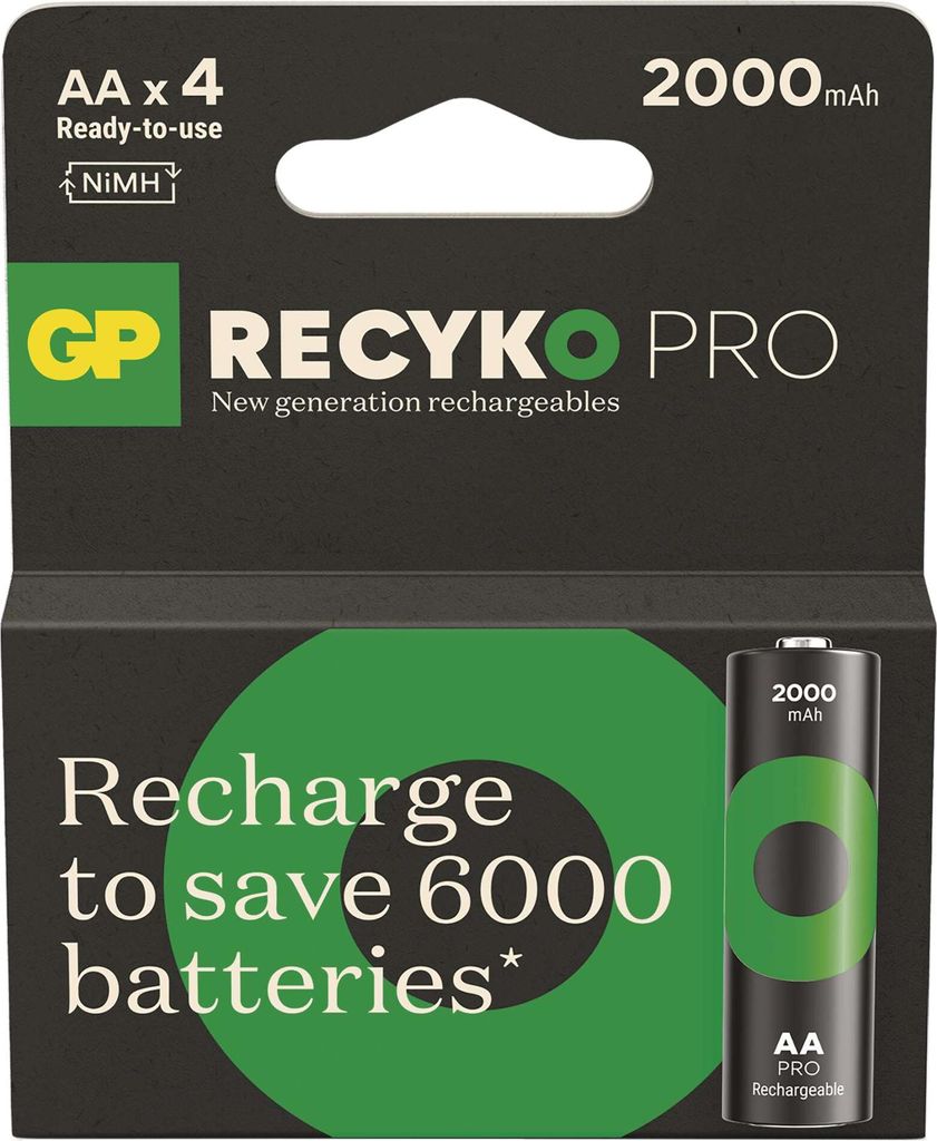GP Batteries ReCyko Pro B26204 wiederaufladbarer Industrie-Akku Nickel-Metallhydrid (NiMH) 2000 mAh 1,2 V