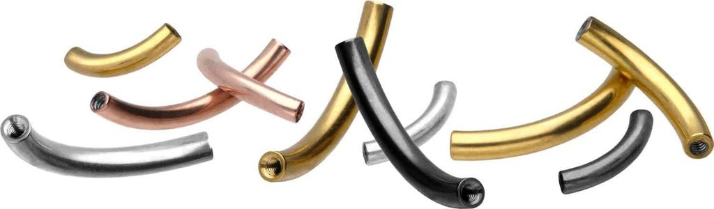 Bauchnabel-Piercing, Rook Piercing Titan Banane mit Innengewinde ohne Kugeln Silber Stablänge: 10mm | Stabstärke: 1,2mm