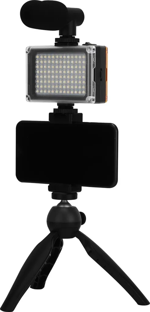 Pack vlog complet : trépied, lampe LED et micro pour vidéo sur mobile