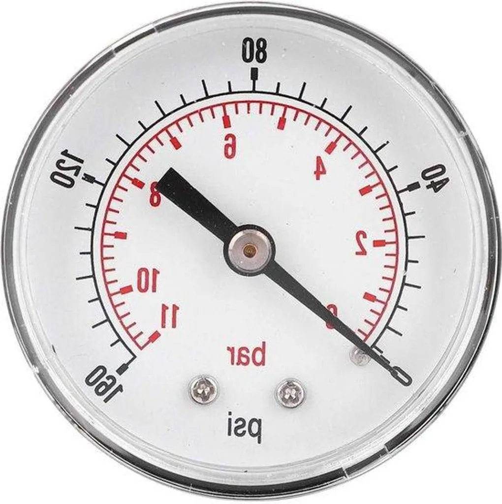 Manomètre axial 50mm 0-11 bar 160 psi pour air eau huile et gaz M10