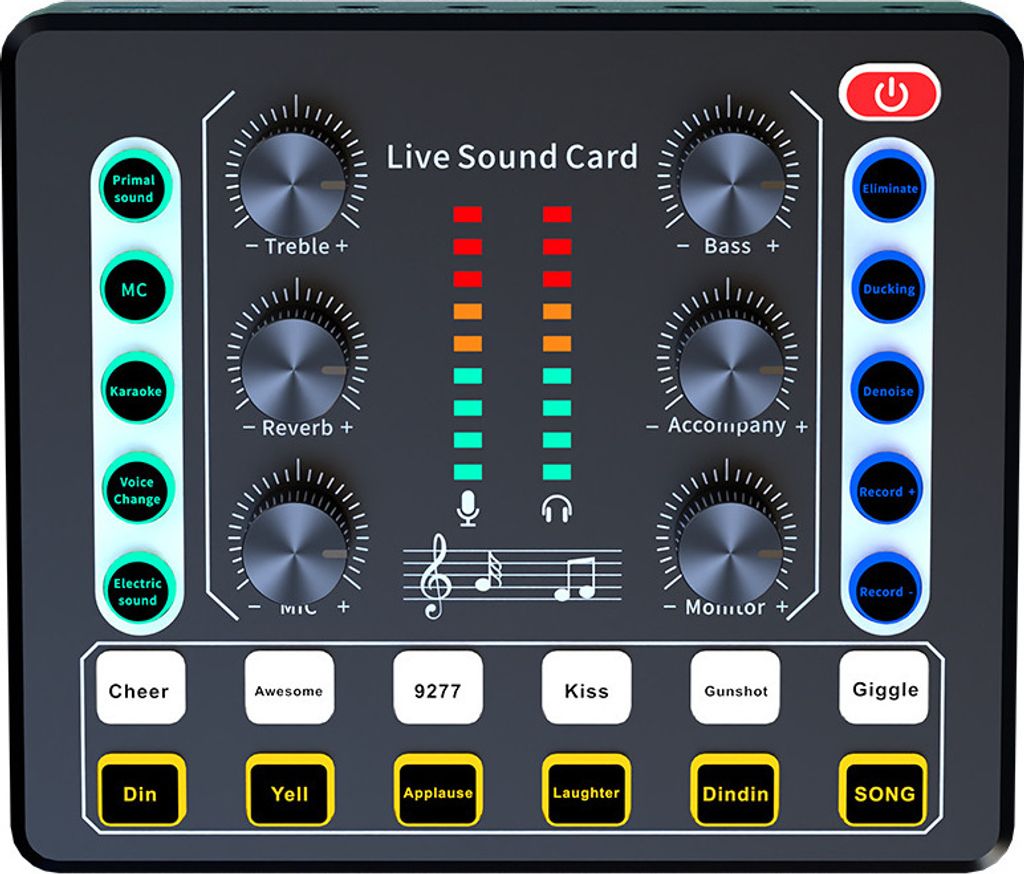 ZELURXX Tragbare Podcasting-Equipment-Set, Audio-Interface und DJ-Mixer und BM-800 Kondensatormikrofon, mit Mikrofonarm, Bluetooth, Nur Soundkarte