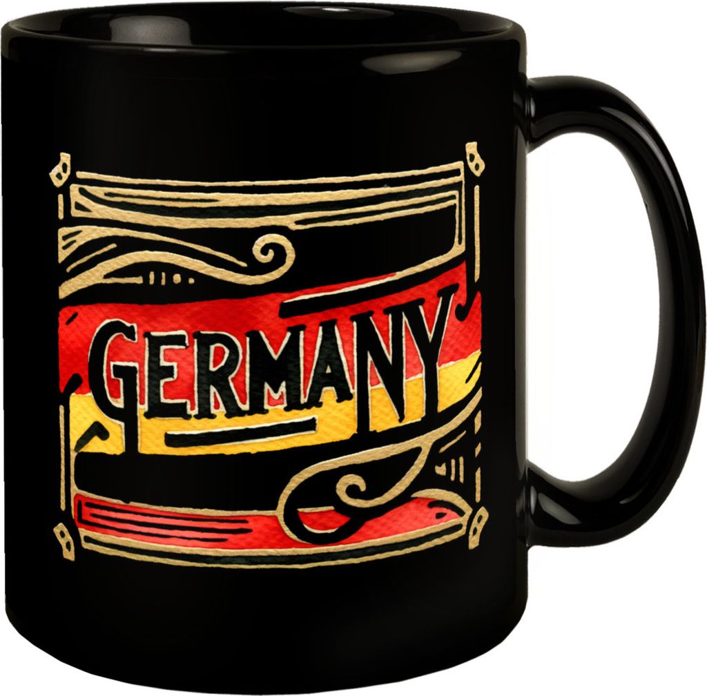 Deutschland Flagge mit Verzierung Tasse in Schwarz mit Spruch Germany