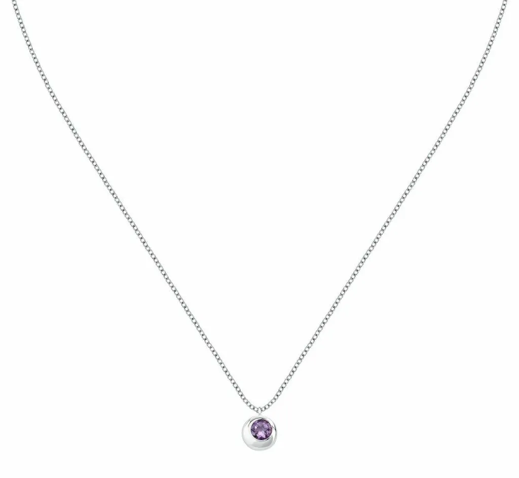 Collier argent et améthyste naturelle SAXN07 - Pierre fine facettée 925