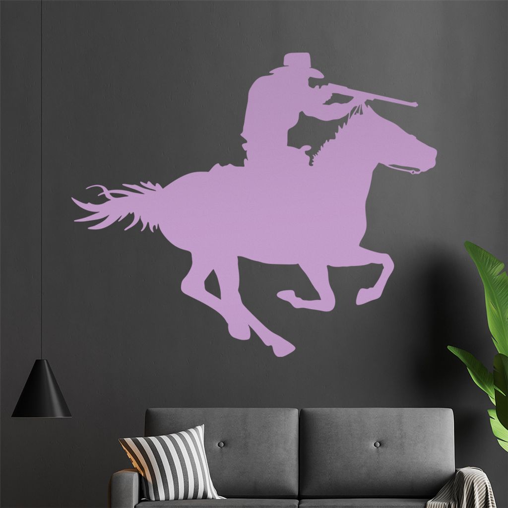 KIWISTAR Cowboy Pferd - Reiten Schießen Wandtattoo in 6 Größen - Wandaufkleber Wall Sticker - Dekoration, Küche, Wohnzimmer, Schlafzimmer, Bade...