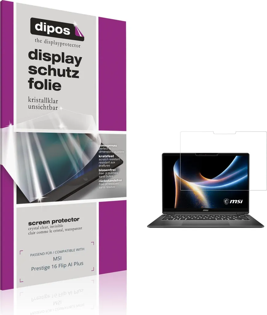 Protection d'écran MSI Prestige 16 Flip AI Plus : lot de 2 films Dipos
